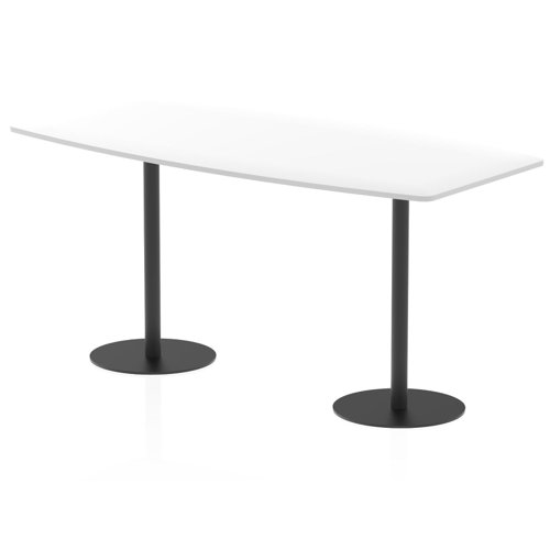 Italia 2400mm Poseur High Gloss Table White Top 1145mm High Black Leg