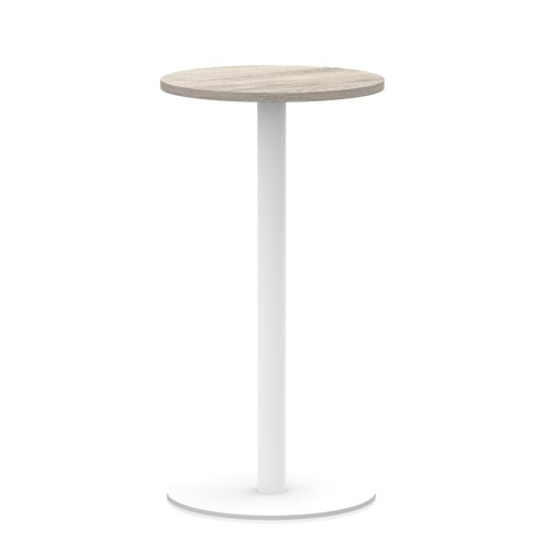 Italia 600mm Poseur Round Table Grey Oak Top 1145mm High White Leg