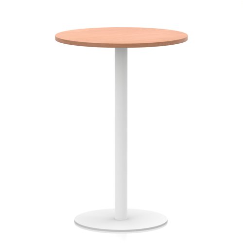 Italia 800mm Poseur Round Table Beech Top 1145mm High White Leg