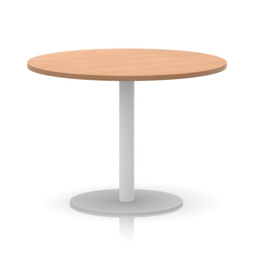 Italia 1000mm Poseur Round Table Oak Top 720mm High White Leg