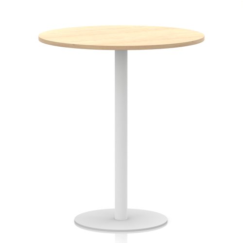 Italia 1000mm Poseur Round Table Maple Top 1145mm High White Leg