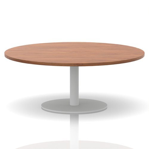 Italia 1200mm Round Coffee Table Walnut Top 475mm High White Leg