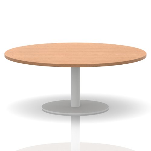 Italia 1200mm Round Coffee Table Oak Top 475mm High White Leg
