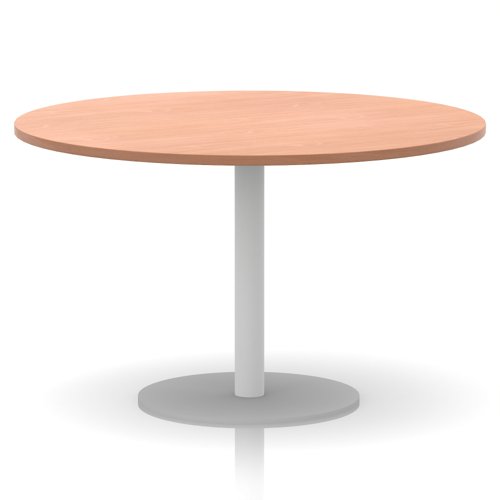 Italia 1200mm Poseur Round Table Beech Top 720mm High White Leg
