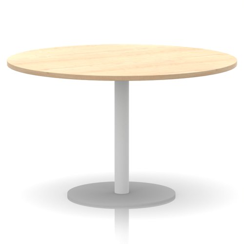 Italia 1200mm Poseur Round Table Maple Top 720mm High White Leg