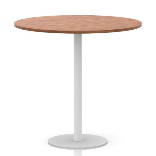 Italia 1200mm Poseur Round Table Walnut Top 1145mm High White Leg