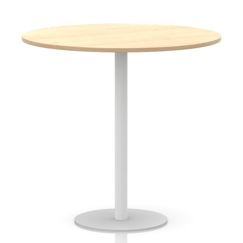 Italia 1200mm Poseur Round Table Maple Top 1145mm High White Leg