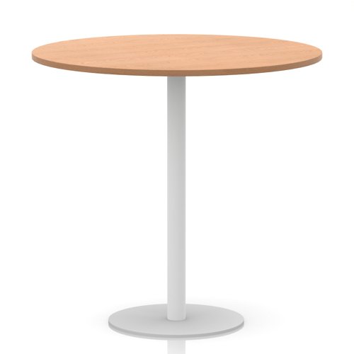 Italia 1200mm Poseur Round Table Oak Top 1145mm High White Leg