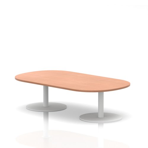 Italia 1800mm Boardroom Coffee Table Beech Top 475mm High White Leg