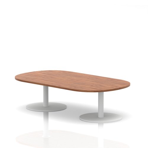 Italia 1800mm Boardroom Coffee Table Walnut Top 475mm High White Leg