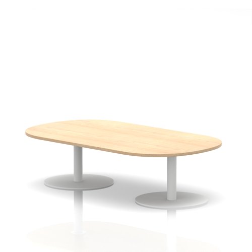 Italia 1800mm Boardroom Coffee Table Maple Top 475mm High White Leg