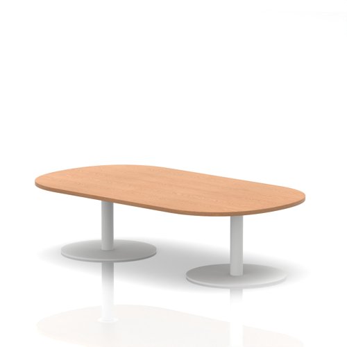 Italia 1800mm Boardroom Coffee Table Oak Top 475mm High White Leg