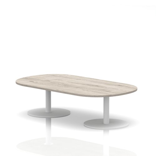 Italia 1800mm Boardroom Coffee Table Grey Oak Top 475mm High White Leg