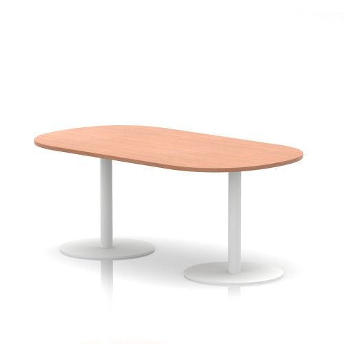 Italia 1800mm Poseur Boardroom Table Beech Top 720mm High White Leg