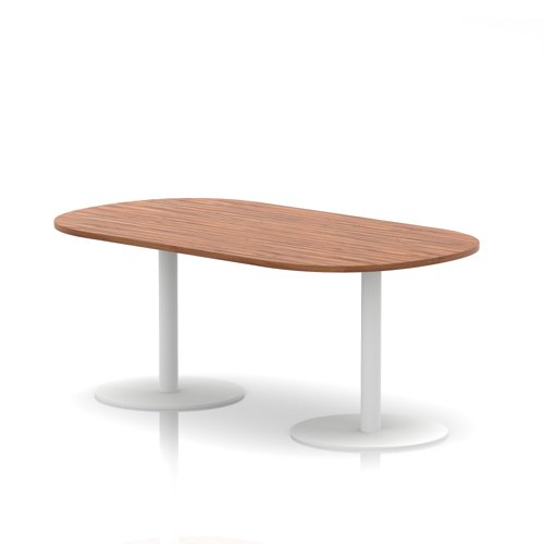 Italia 1800mm Poseur Boardroom Table Walnut Top 720mm High White Leg