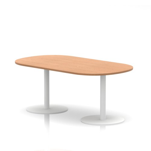 Italia 1800mm Poseur Boardroom Table Oak Top 720mm High White Leg