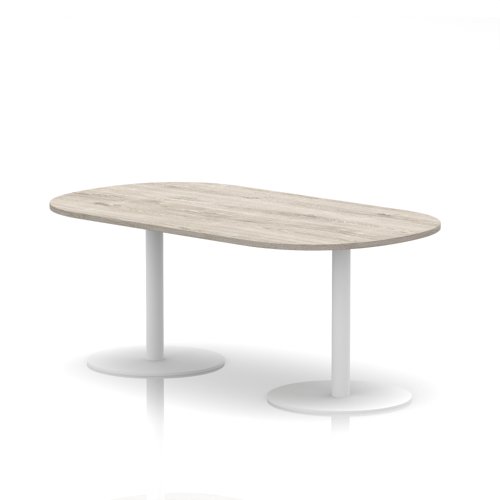 Italia 1800mm Poseur Boardroom Table Grey Oak Top 720mm High White Leg