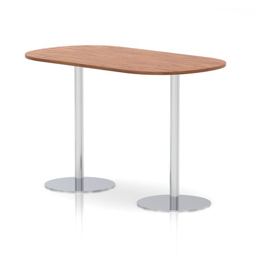 Italia 1800mm Poseur Boardroom Table Walnut Top 1145mm High White Leg