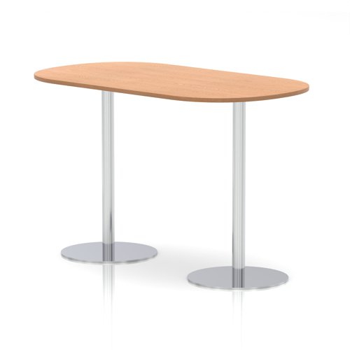 Italia 1800mm Poseur Boardroom Table Oak Top 1145mm High White Leg