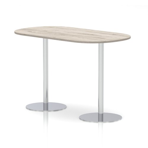Italia 1800mm Poseur Boardroom Table Grey Oak Top 1145mm High White Leg