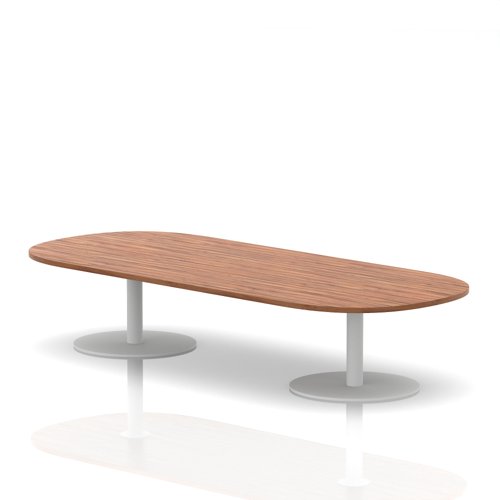 Italia 2400mm Boardroom Coffee Table Walnut Top 475mm High White Leg