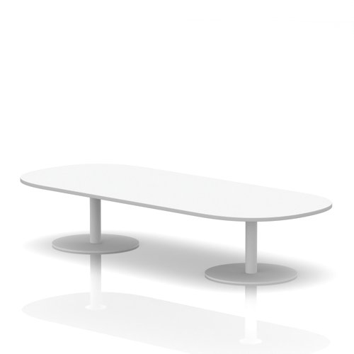 Italia 2400mm Boardroom Coffee Table White Top 475mm High White Leg