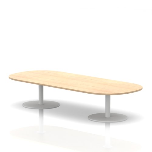 Italia 2400mm Boardroom Coffee Table Maple Top 475mm High White Leg