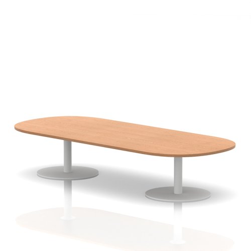 Italia 2400mm Boardroom Coffee Table Oak Top 475mm High White Leg