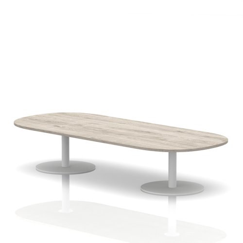 Italia 2400mm Boardroom Coffee Table Grey Oak Top 475mm High White Leg