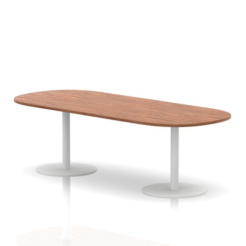 Italia 2400mm Poseur Boardroom Table Walnut Top 720mm High White Leg
