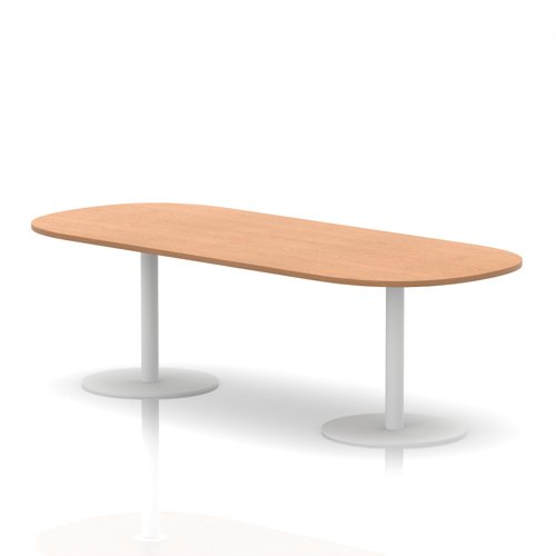 Italia 2400mm Poseur Boardroom Table Oak Top 720mm High White Leg