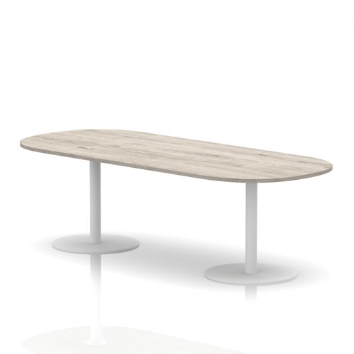 Italia 2400mm Poseur Boardroom Table Grey Oak Top 720mm High White Leg