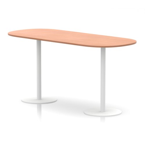 Italia 2400mm Poseur Boardroom Table Beech Top 1145mm High White Leg