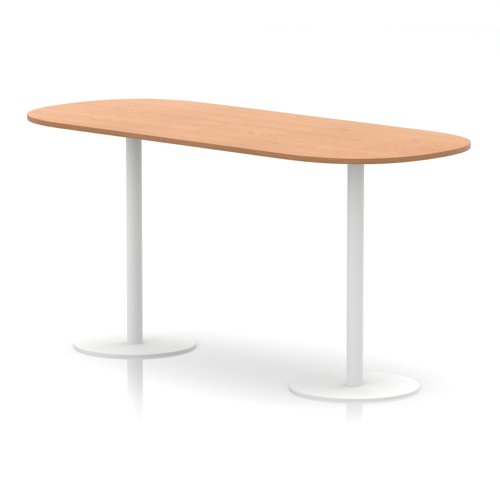 Italia 2400mm Poseur Boardroom Table Oak Top 1145mm High White Leg