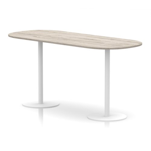 Italia 2400mm Poseur Boardroom Table Grey Oak Top 1145mm High White Leg