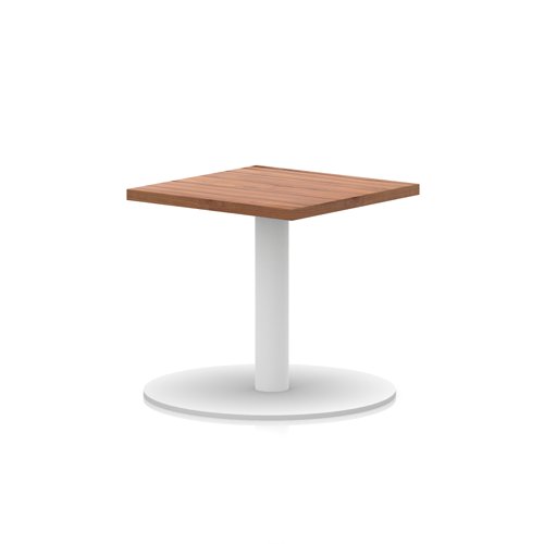 Italia 600mm Square Coffee Table Walnut Top 475mm High White Leg