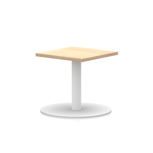 Italia 600mm Square Coffee Table Maple Top 475mm High White Leg