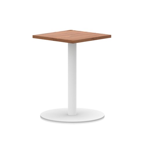 Italia 600mm Poseur Square Table Walnut Top 720mm High White Leg