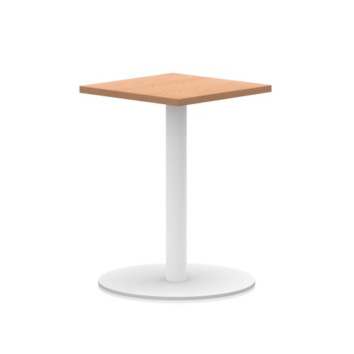 Italia 600mm Poseur Square Table Oak Top 720mm High White Leg