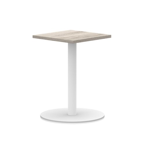 Italia 600mm Poseur Square Table Grey Oak Top 720mm High White Leg