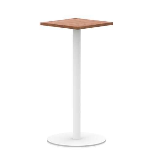 Italia 600mm Poseur Square Table Walnut Top 1145mm High White Leg