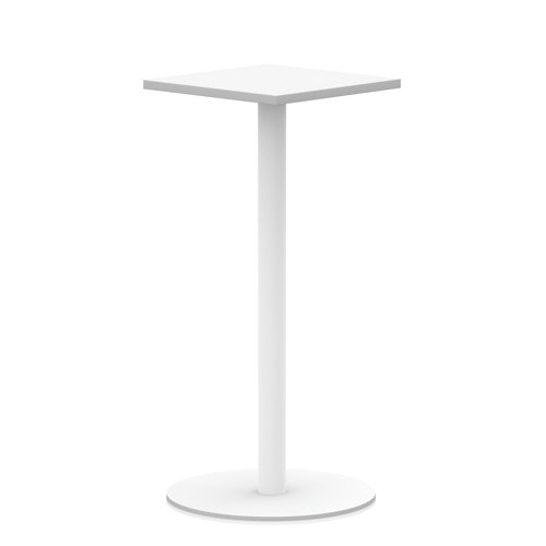 Italia 600mm Poseur Square Table White Top 1145mm High White Leg