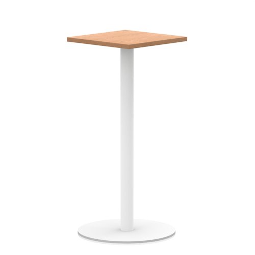 Italia 600mm Poseur Square Table Oak Top 1145mm High White Leg