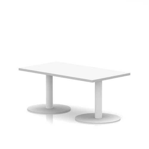 Italia 1200 x 600mm Rectangular Coffee Table White Top 475mm High White Leg
