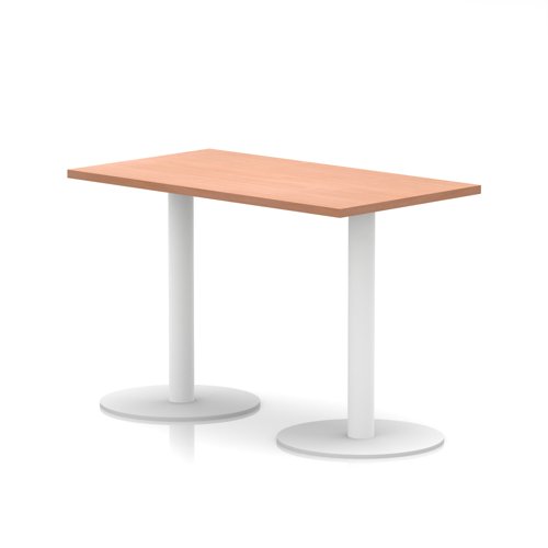 Italia 1200 x 600mm Poseur Rectangular Table Beech Top 720mm High White Leg