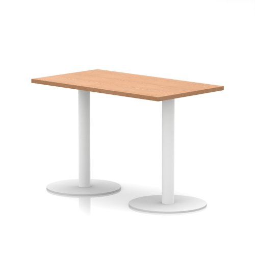 Italia 1200 x 600mm Poseur Rectangular Table Oak Top 720mm High White Leg