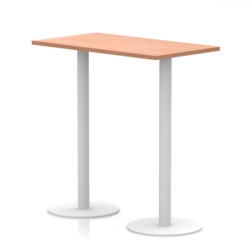 Italia 1200 x 600mm Poseur Rectangular Table Beech Top 1145mm High White Leg