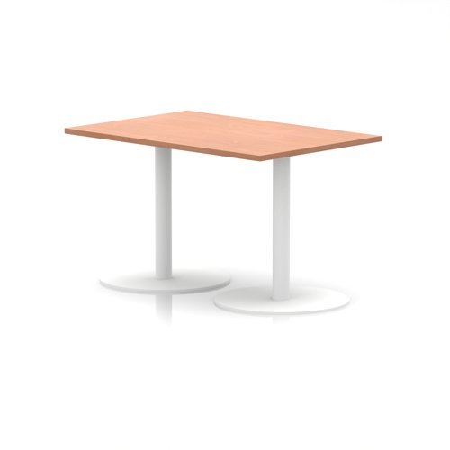 Italia 1200 x 800mm Poseur Rectangular Table Beech Top 720mm High White Leg