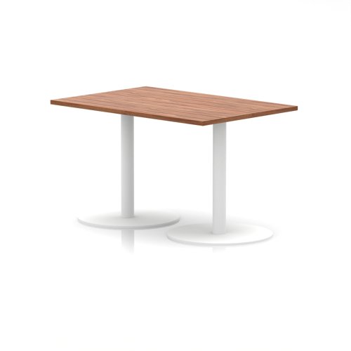 Italia 1200 x 800mm Poseur Rectangular Table Walnut Top 720mm High White Leg