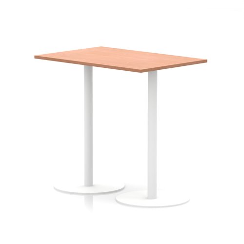 Italia 1200 x 800mm Poseur Rectangular Table Beech Top 1145mm High White Leg